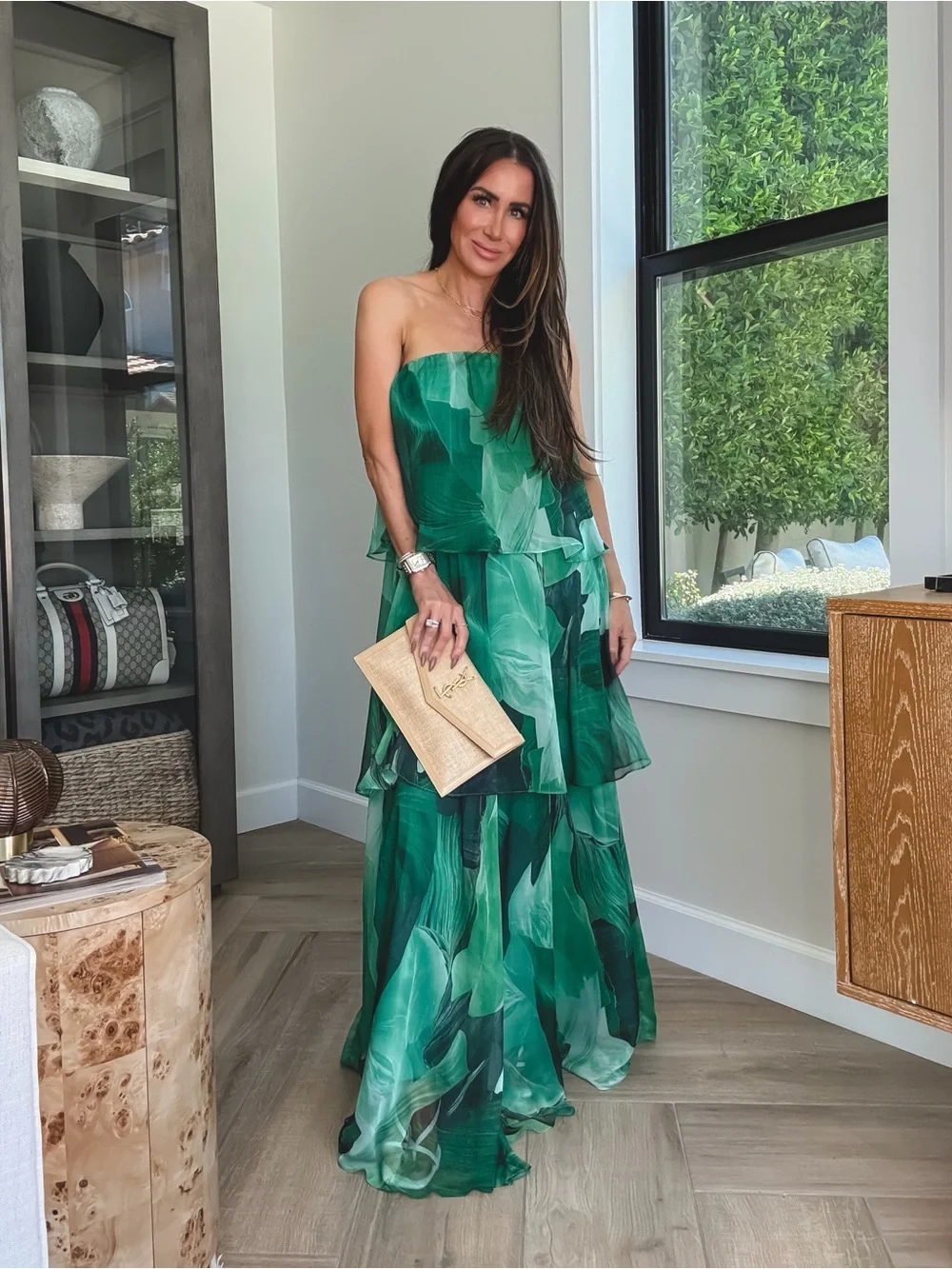 Petal & Pup Bloom Strapless Maxi Dress in Green Floral M - Picture 10 of 10